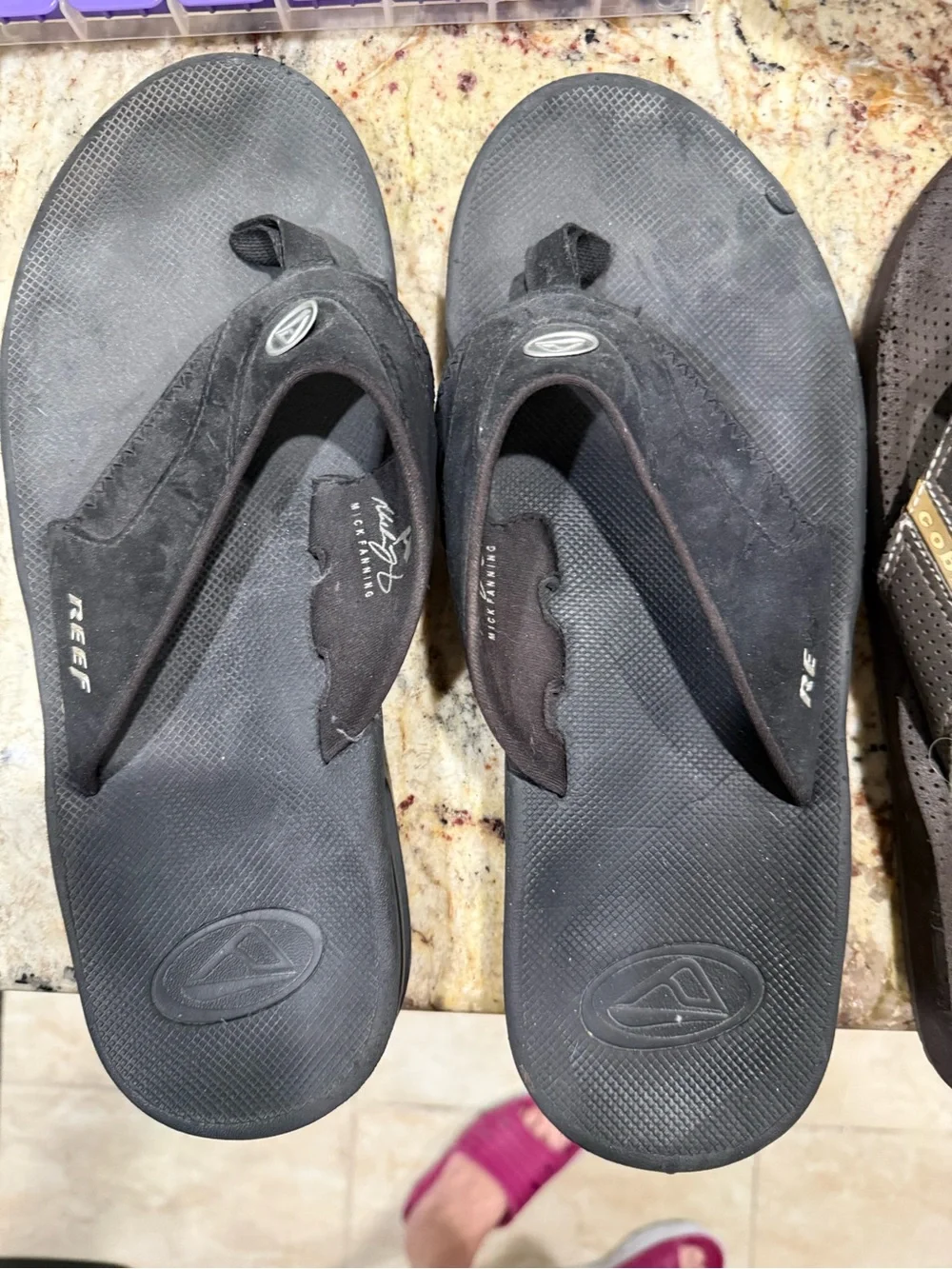 Reef Black Suede Thong Sandals